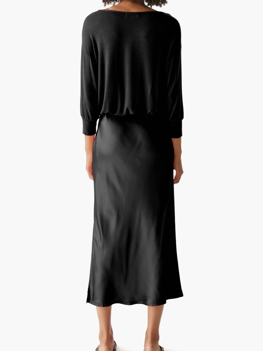 Michael Stars Nadia Two In One Midi Dress Black Size S (4/6) Goth Minimalist EUC - Picture 2 of 10